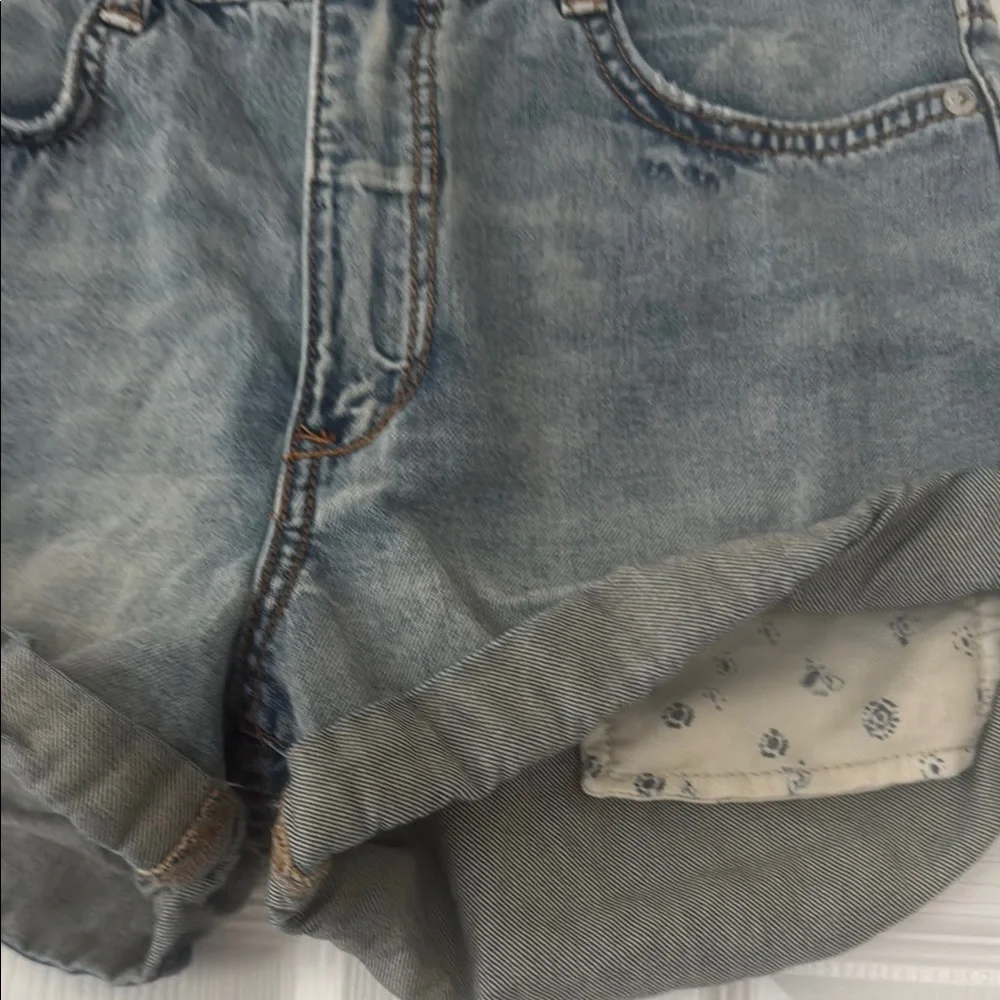 Anthropologie Blue High-Waisted Jean Shorts - Picture 2 of 7